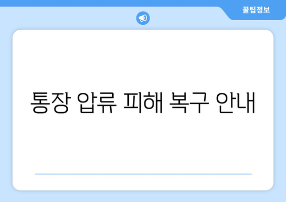 통장 압류 피해 복구 안내