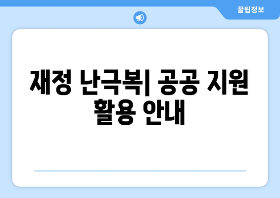 재정 난극복| 공공 지원 활용 안내