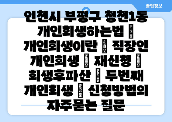 인천시 부평구 청천1동 개인회생하는법 | 개인회생이란 | 직장인 개인회생 | 재신청 | 회생후파산 | 두번째 개인회생 | 신청방법