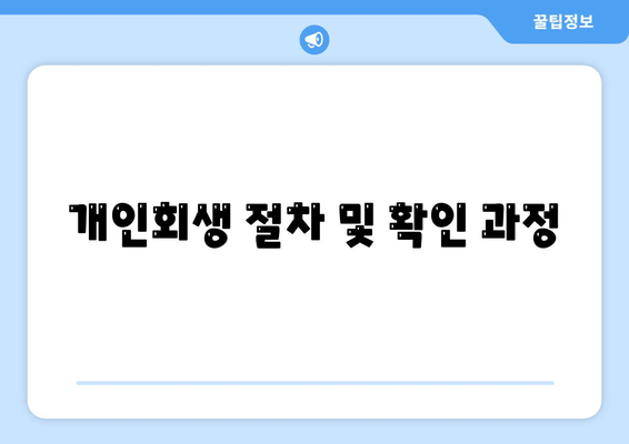 개인회생 절차 및 확인 과정