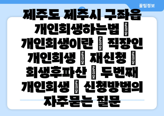 제주도 제주시 구좌읍 개인회생하는법 | 개인회생이란 | 직장인 개인회생 | 재신청 | 회생후파산 | 두번째 개인회생 | 신청방법