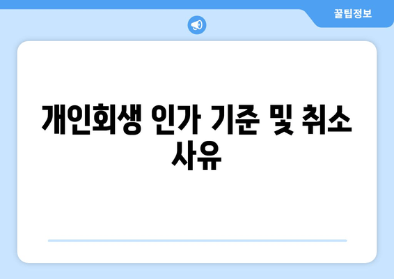 개인회생 인가 기준 및 취소 사유