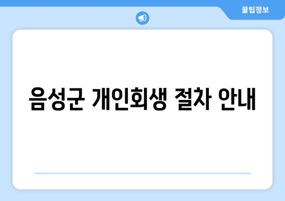 음성군 개인회생 절차 안내