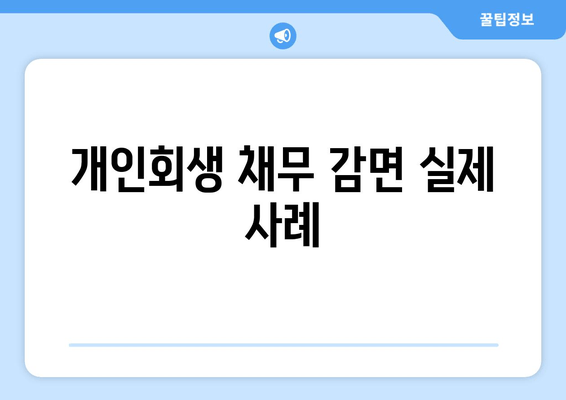 개인회생 채무 감면 실제 사례