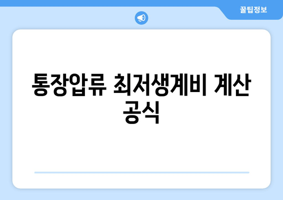 통장압류 최저생계비 계산 공식