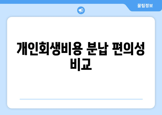 개인회생비용 분납 편의성 비교