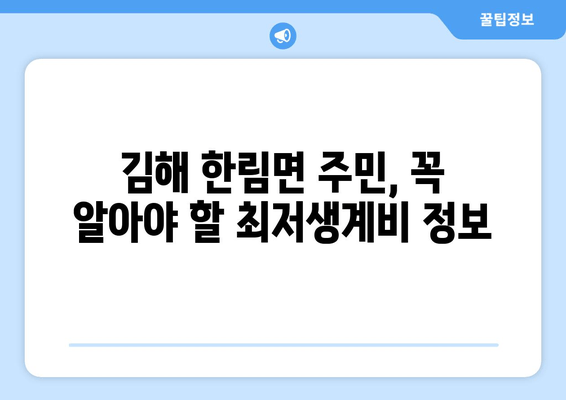 김해 한림면 주민, 꼭 알아야 할 최저생계비 정보