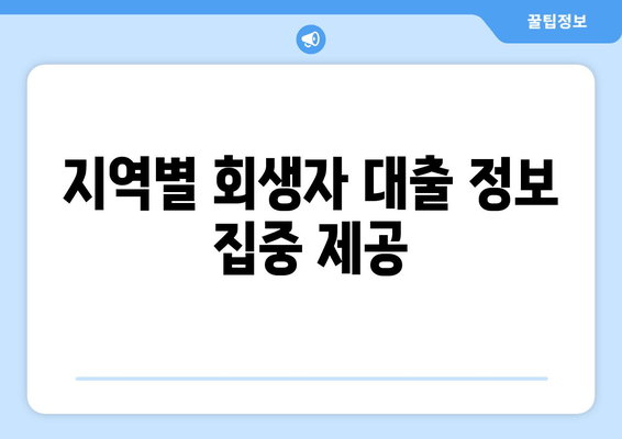 지역별 회생자 대출 정보 집중 제공