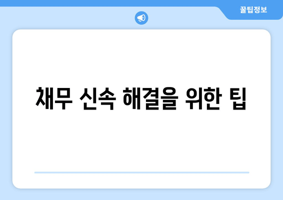 채무 신속 해결을 위한 팁