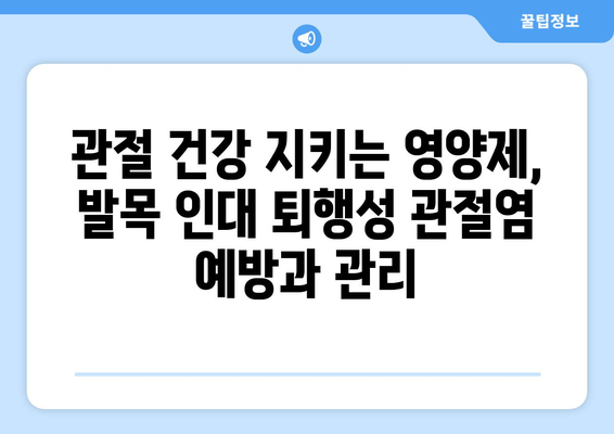 발목 인대 퇴행성 관절염| 관절 영양제로 건강 관리하는 방법 | 관절 건강, 통증 완화, 영양제 추천