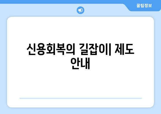 신용회복의 길잡이| 제도 안내