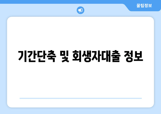 기간단축 및 회생자대출 정보