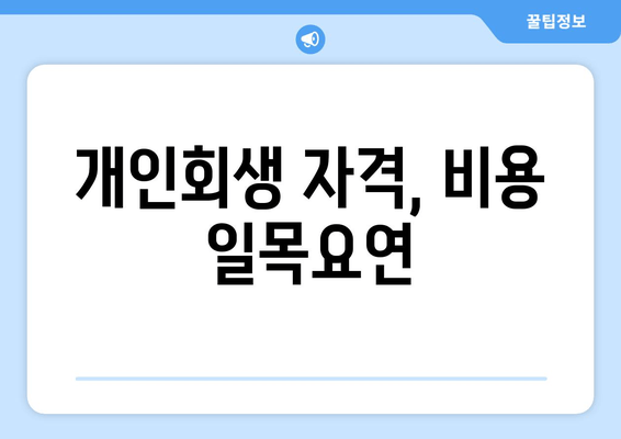 개인회생 자격, 비용 일목요연