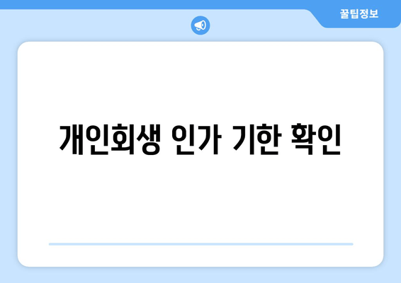 개인회생 인가 기한 확인