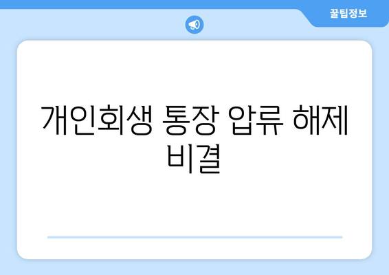 개인회생 통장 압류 해제 비결