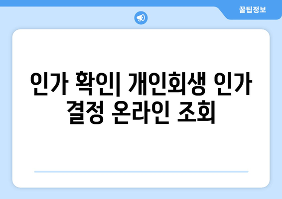 인가 확인| 개인회생 인가 결정 온라인 조회