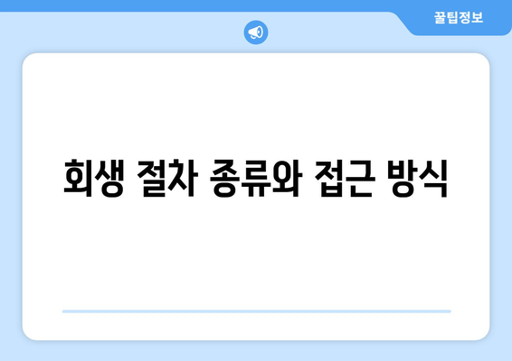 회생 절차 종류와 접근 방식