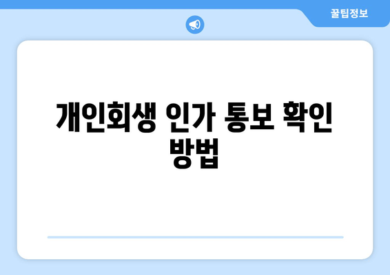 개인회생 인가 통보 확인 방법