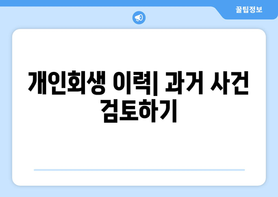 개인회생 이력| 과거 사건 검토하기