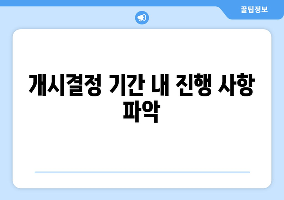 개시결정 기간 내 진행 사항 파악