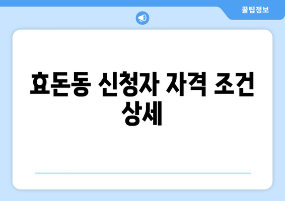 효돈동 신청자 자격 조건 상세