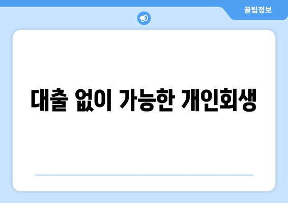 대출 없이 가능한 개인회생