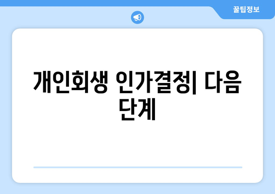 개인회생 인가결정| 다음 단계