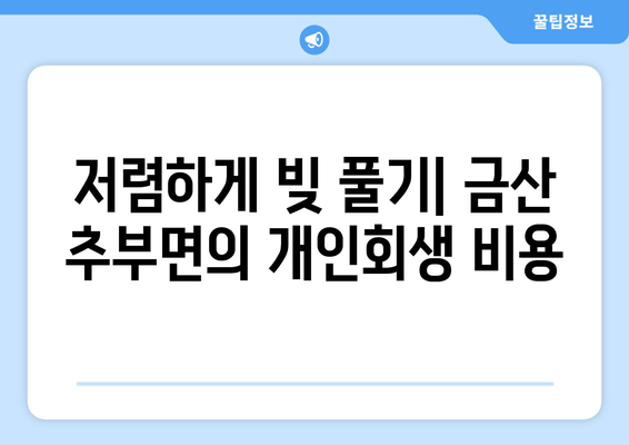 저렴하게 빚 풀기| 금산 추부면의 개인회생 비용