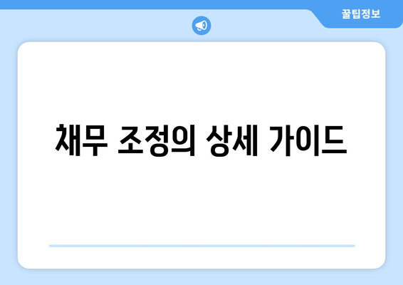 채무 조정의 상세 가이드