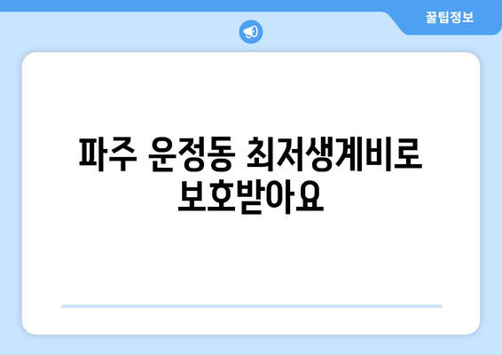 파주 운정동 최저생계비로 보호받아요