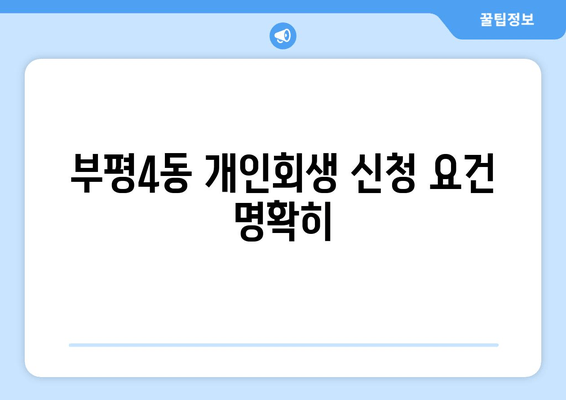 부평4동 개인회생 신청 요건 명확히