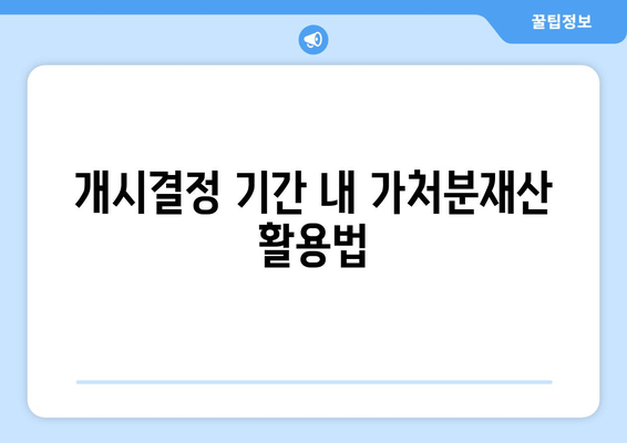 개시결정 기간 내 가처분재산 활용법