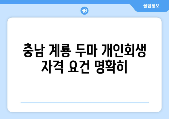 충남 계룡 두마 개인회생 자격 요건 명확히