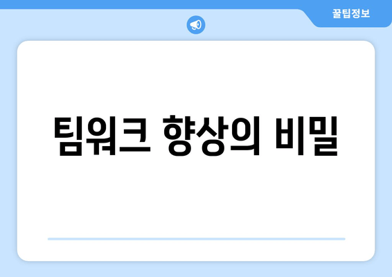 팀워크 향상의 비밀