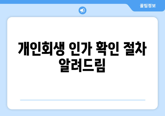 개인회생 인가 확인 절차 알려드림