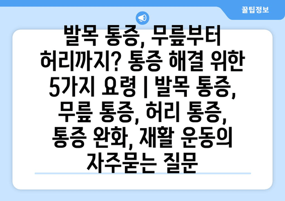 발목 통증, 무릎부터 허리까지? 통증 해결 위한 5가지 요령 | 발목 통증, 무릎 통증, 허리 통증, 통증 완화, 재활 운동