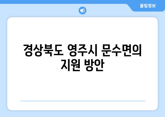 경상북도 영주시 문수면의 지원 방안