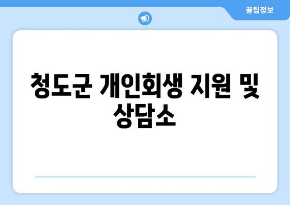 청도군 개인회생 지원 및 상담소