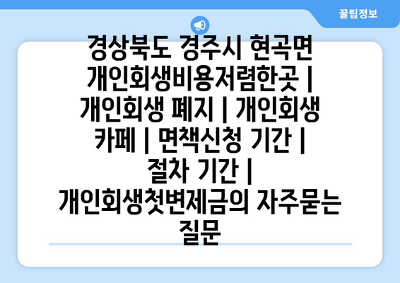 경상북도 경주시 현곡면 개인회생비용저렴한곳 | 개인회생 폐지 | 개인회생 카페 | 면책신청 기간 | 절차 기간 | 개인회생첫변제금