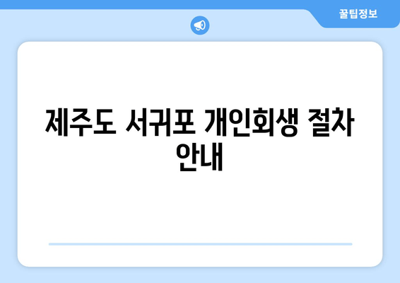 제주도 서귀포 개인회생 절차 안내