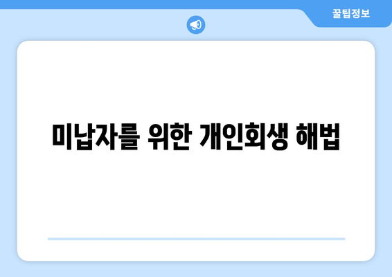 미납자를 위한 개인회생 해법