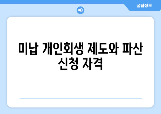 미납 개인회생 제도와 파산 신청 자격