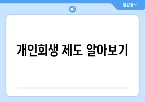 개인회생 제도 알아보기