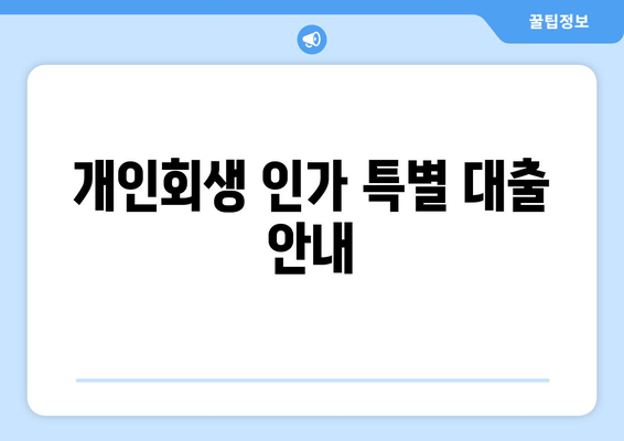 개인회생 인가 특별 대출 안내