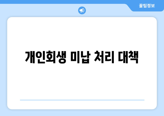 개인회생 미납 처리 대책