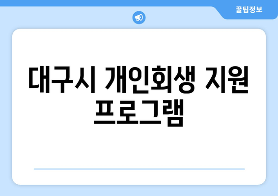 대구시 개인회생 지원 프로그램