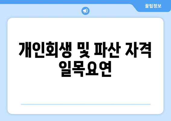 개인회생 및 파산 자격 일목요연