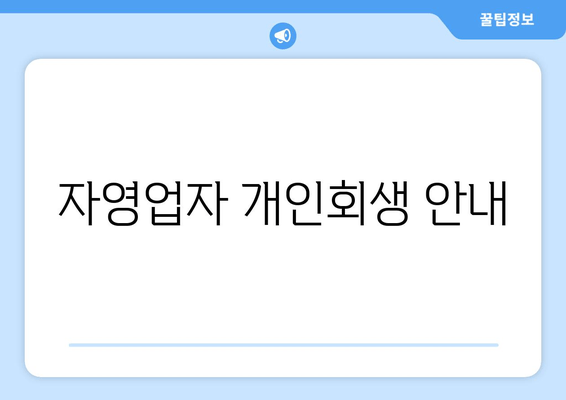 자영업자 개인회생 안내