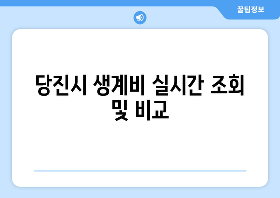 당진시 생계비 실시간 조회 및 비교