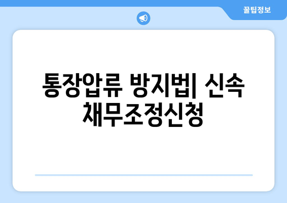 통장압류 방지법| 신속 채무조정신청